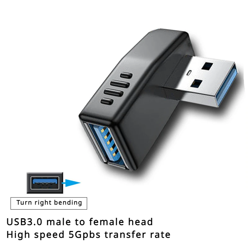 90Degree USB3.0 Male to Female Right Angle Extension Adapter USB Upward Elbow Adapter 5Gbps For Laptop PC Connector Converte