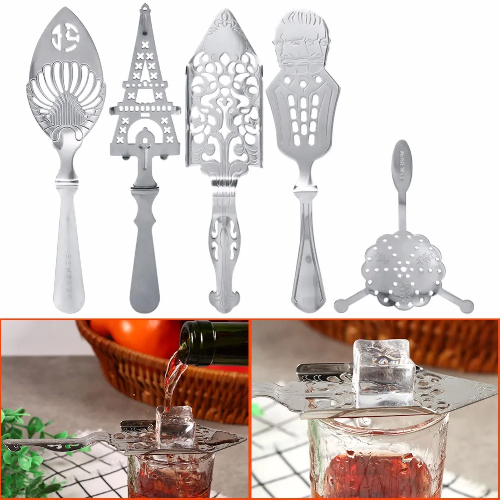 Stainless Steel Absinthe Spoons Wire Mixed Strainer Cocktail Shaker Drinking Colander Filter  Wormwood Spoon  Accessories