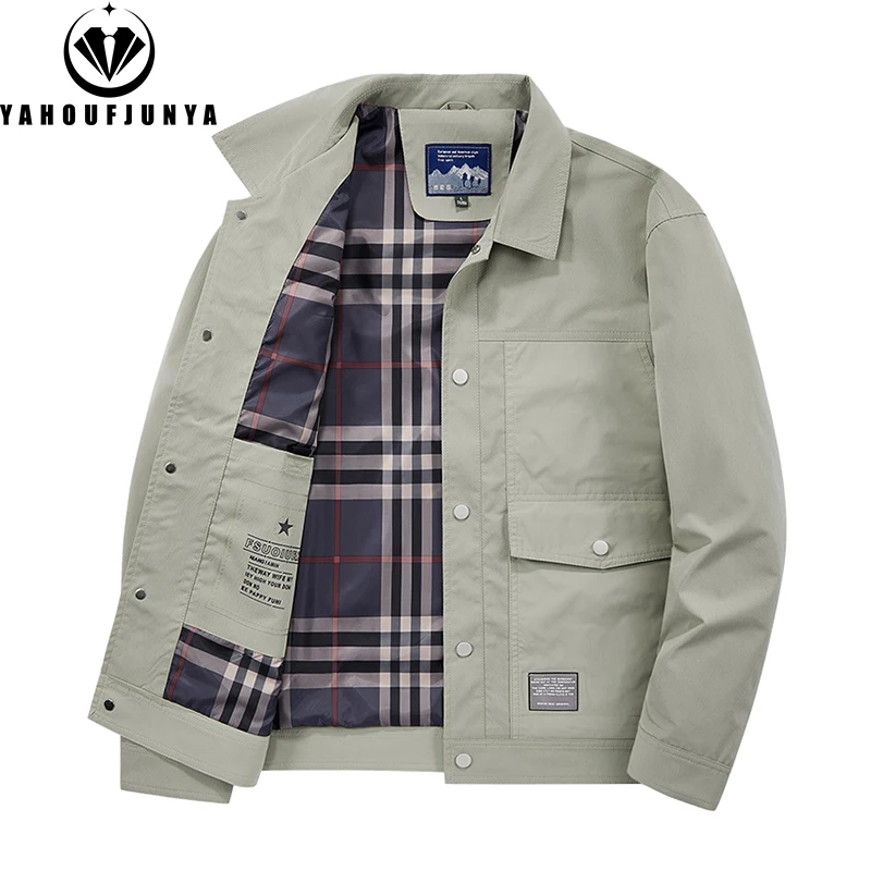 

New Spring Autumn Men Outdoor Leisure Windbreak Lapel Jacket Men Solid Color Fashion Style Brand Loose Jacket Coat Male Clothing
