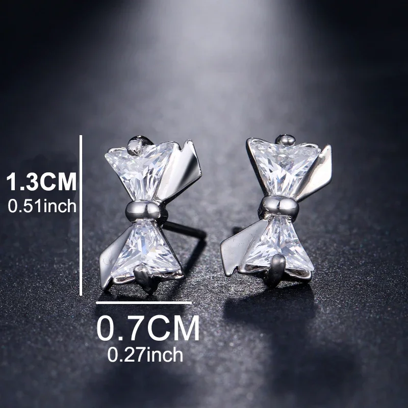 2022 New Fashion Women Classic Shining Silve CZ Stud Earrings for Wome Pink Ears Stud Crystal Valentine\'s Day Gift Jewelry