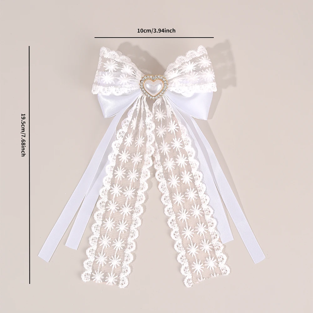 2Pcs Flower Lace Bow Hair Clips Elegant Floral Embroidery Ribbon Hairpins For Girls Children Sweet Headwear Hair Accessories view 5