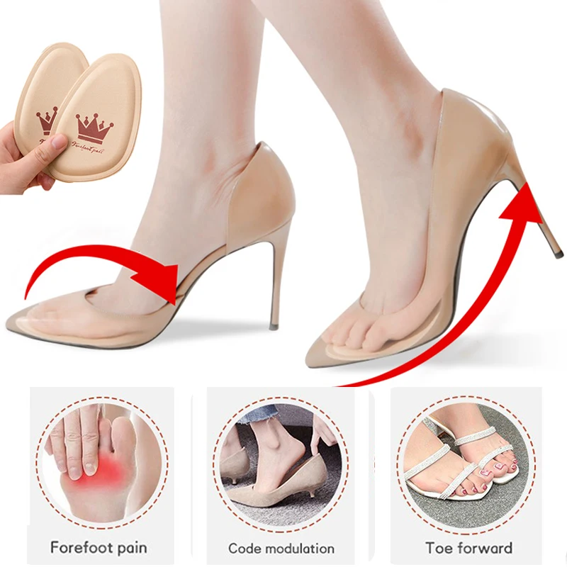 4pcs Forefoot Pads for Women High Heels Relief Feet Pain Insert Non-slip Half Size Sole Shoe Sweat Absorbing Foot Care Insoles