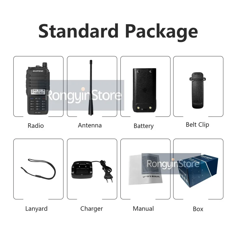 راديو BAOFENG BF-1907 راديو هام محمول 10 وات أجهزة راديو لحم الخنزير طويلة المدى 128 قناة أجهزة راديو اتجاهين مع بطارية عالية السعة من النوع C #6