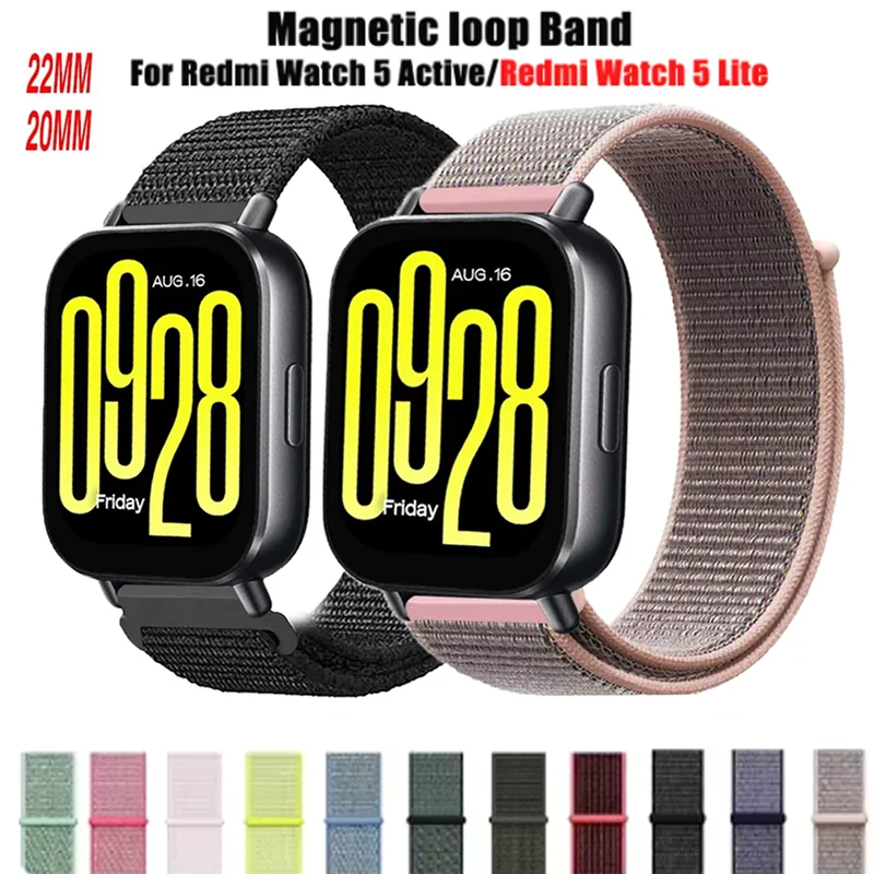 20/22mm Nylon Loop Strap for Redmi Watch 5 Active Lite Correa Sports Bracelet Wristband for Xiaomi Redmi 5 Lite 5 Active bands