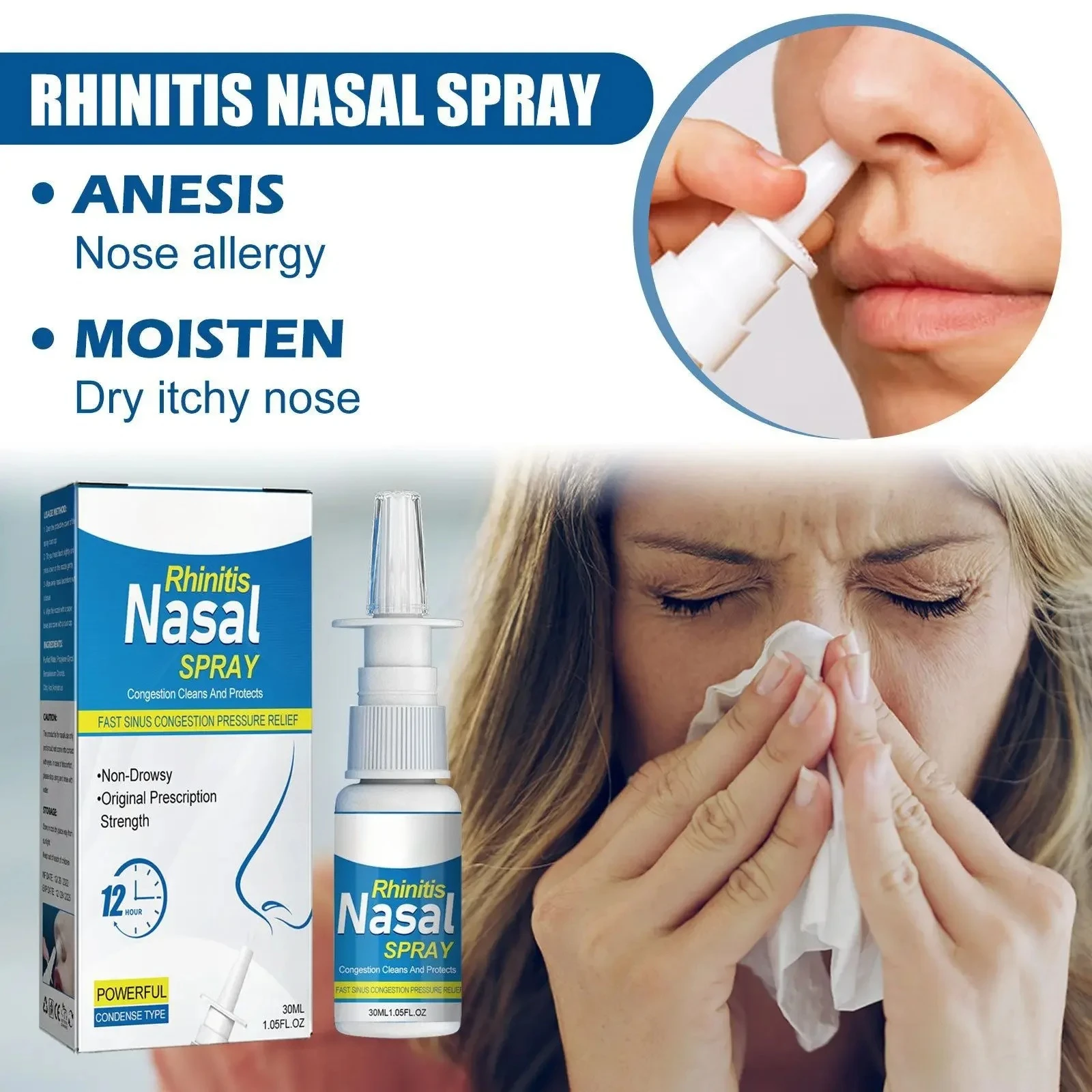 Rhinitis Nasal Spray Adults and Children Relieve Nasal Congestion and Discomfort Sneeze Nose Care Liquid Спрей Для Носа