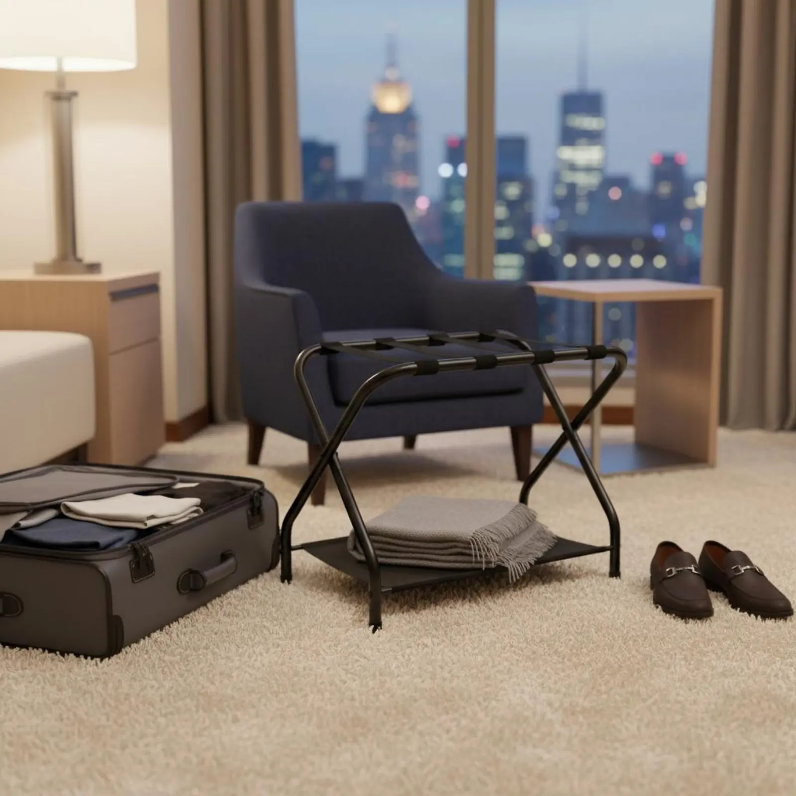 Folding Luggage Rack Sturdy Hotel Bag Rack Folding Suitcase Stand Stable Portable Suitcase Stand Strong Load Bearing