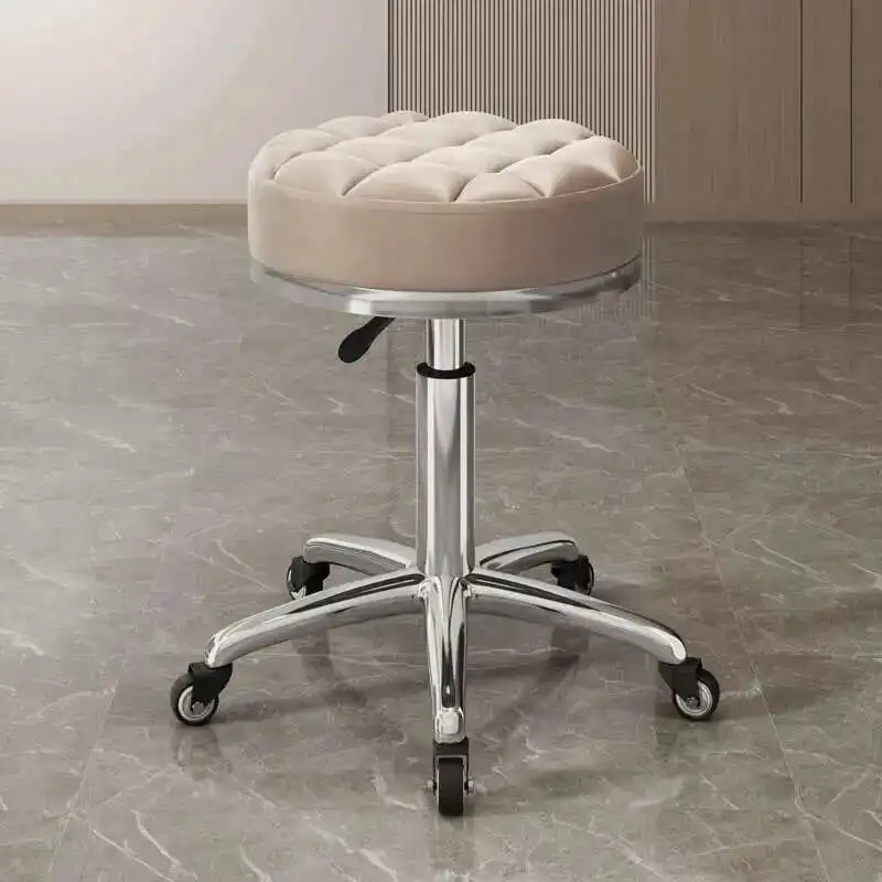 Barber Nail Salon Chair Swivel Wheels Rotating Salon Hair Stylist Barbershop Equipment Furniture Professional Rolling Silla