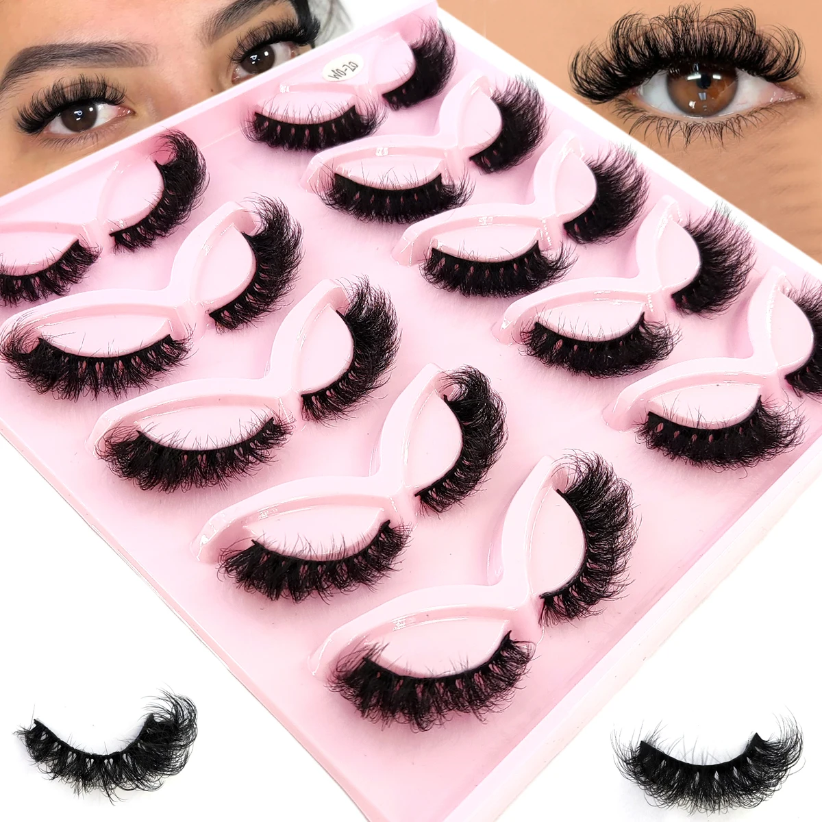 Neue 5/10 Paar 3D-Kunstwimpern aus Nerzimitat, dicke und flauschige falsche Wimpern, weiche und dramatische Katzenwimpern, lang und dick.