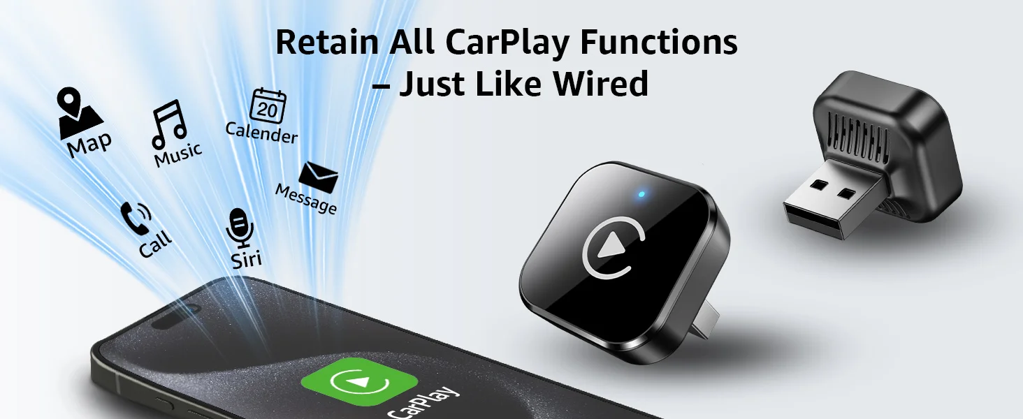 Kabelloser CarPlay- & Android Auto-Adapter, Plug & Play CarPlay-Dongle, Konvertiert Kabelgebunden zu Kabellos, Schnelle Auto-Verbindung, Keine Verzögerung – Detail 3