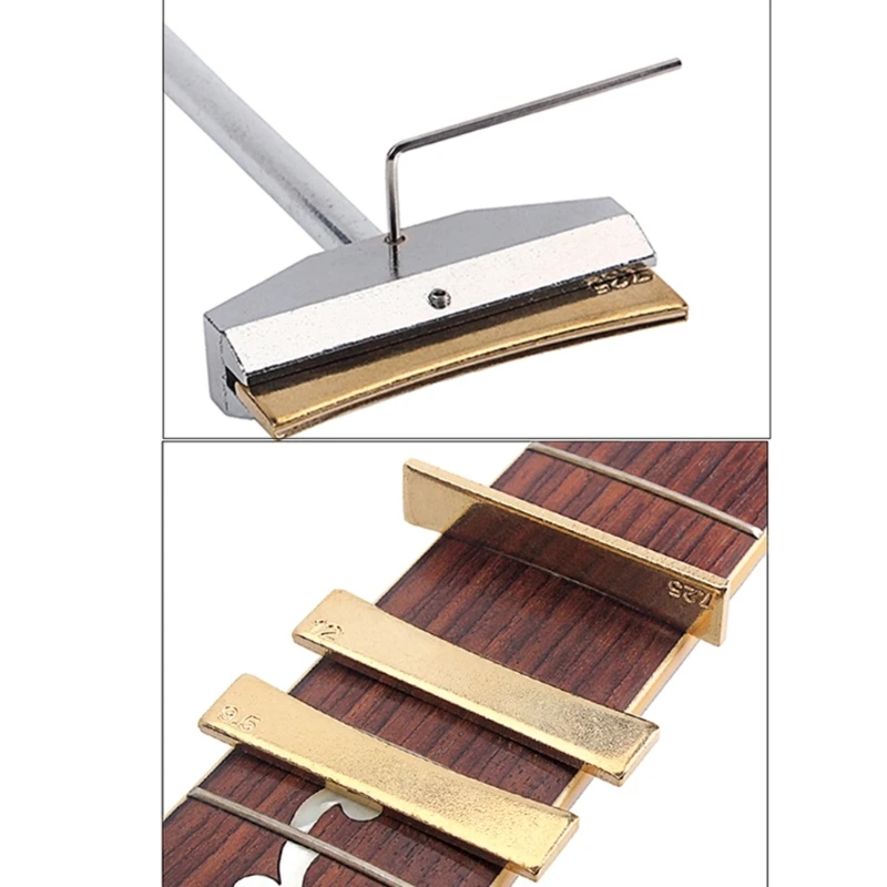 Fretboard Press Caul and Radian Fret Inserts With Wrench Luthiers Tool Guitar Bass Fingerboard Pressing Tool Repair Tool