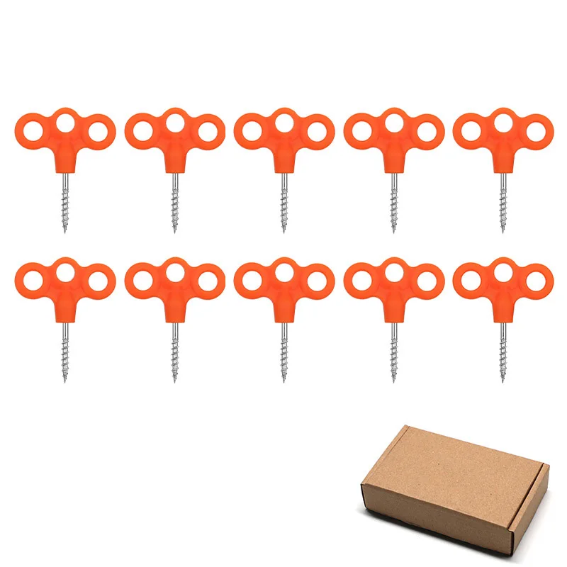 Glow in the Dark 3 Prong Tent Stakes Stainless Steel for Outdoor Use For Camping Gear Threaded Design Lightweight Carry