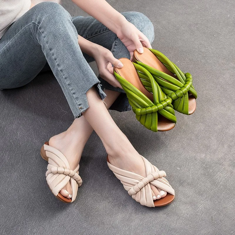 Johnature 2026, Sandalias de Verano para Mujer, Cuero Genuino, Moda, Tacón Bajo, Punta Abierta, Transpirables, para Exteriores