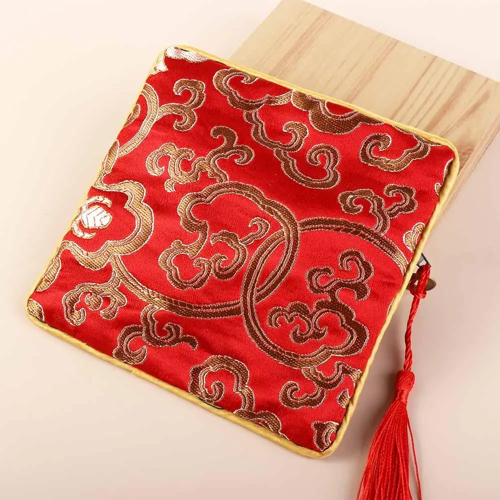 Small Pouch Embroidery Flower Pattern Jewelry Storage Bag Brocade Pouch Chinese Style Coin Purse Silk Jewelry Organizer