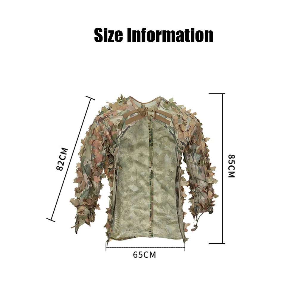 Imagem -02 - Tactics Leaf Camouflage Cloak Caça Roupas Malha Airsoft cs Shooting Suit Equipamento ao ar Livre Adulto