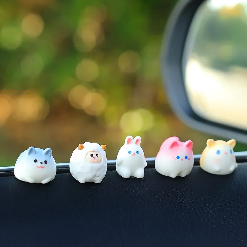 2024 New Car Decoration Mini Cartoon Doll Interior Decoration Center Console Decorations Lying Small Animal Car Decorations