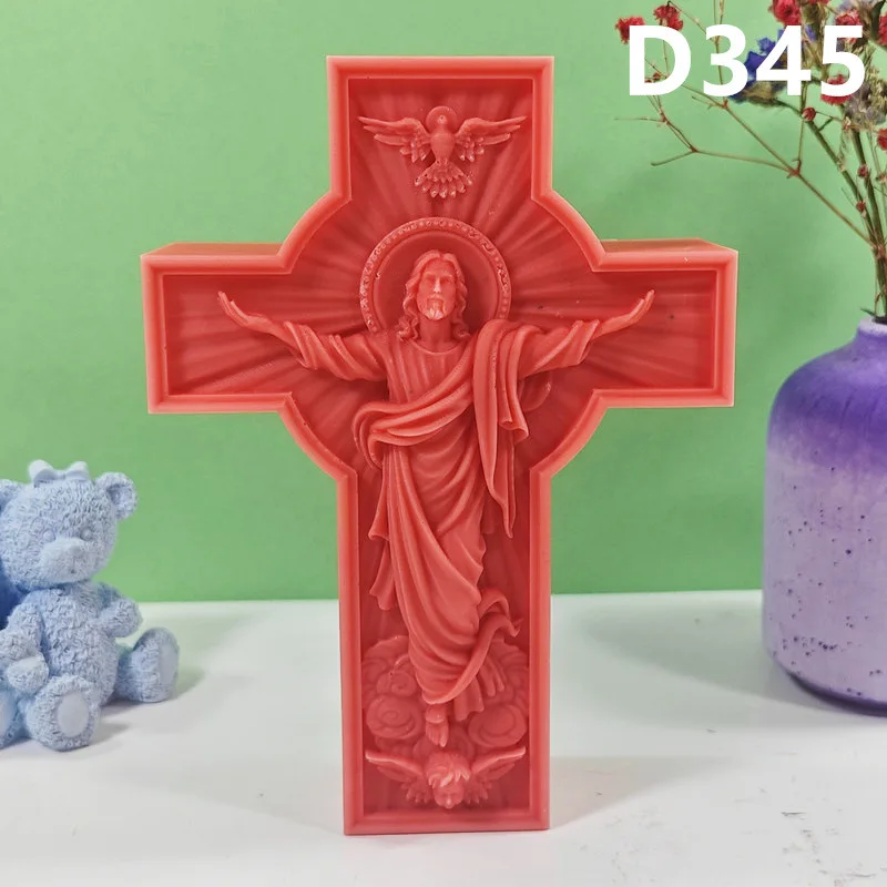 Cross of Jesus Silicone Candle Mold for DIY Aromatherapy Candle Plaster Ornaments Soap Epoxy Resin Mould Handicrafts Making Tool