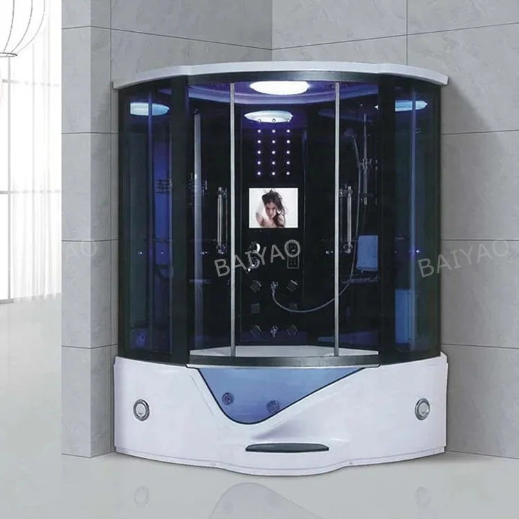 يحتوي دش غرفة البخار بأقل سعرًا على ضغط مياه قابل للتعديل من الداخل، وحوض استحمام للتدليك، ودواسات قدم خارجية لشخصين