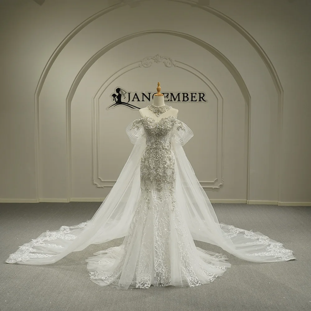 

Wedding Dress Beading With Ball Gown Princess Short Sleeve Vestido De Novia Customized Chic Mermaid Sweep Train Lace Up Back