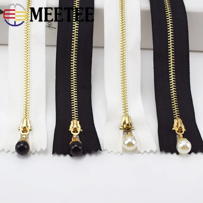 

10pcs Meetee 3# Metal Close End Zippers 20/30cm Gold Teeth Long Zip Closure for Sewing Bags Down Jacket Skirt Clothing Accessory