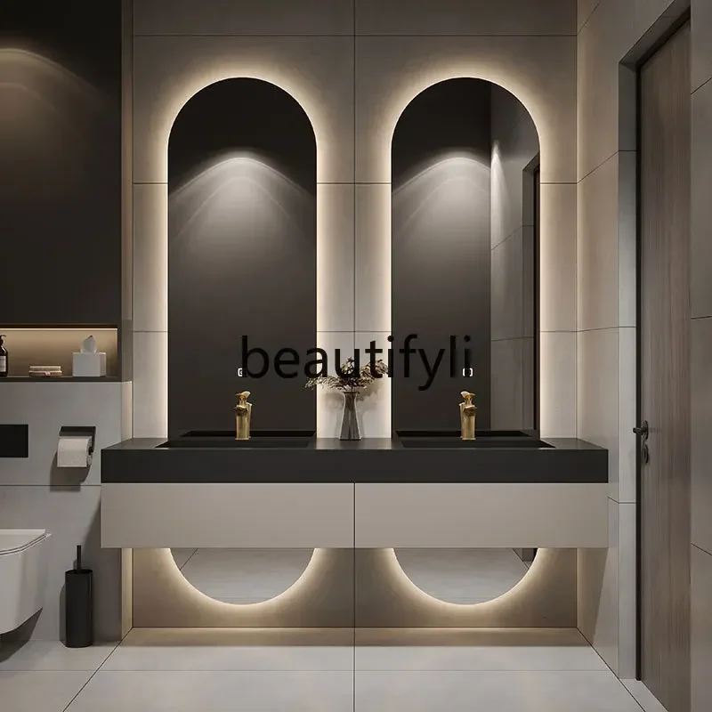 

ss25 Slate solid wood paint bathroom cabinet, simple bathroom washbasin cabinet, modern washbasin bathroom cabinet