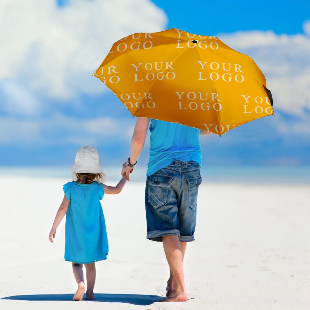 Custom Print Folding Umbrella, Personalized Pattern Photo Customized Compact Travel Umbrella, Windproof Water Repellent UPF50+