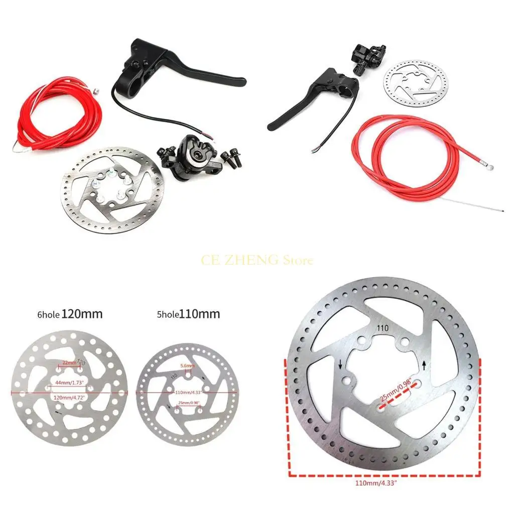 

E56B Front Back Disk Brake for M365 Metal Disc Brake Device Set Brake Line Handle Electric Scooter