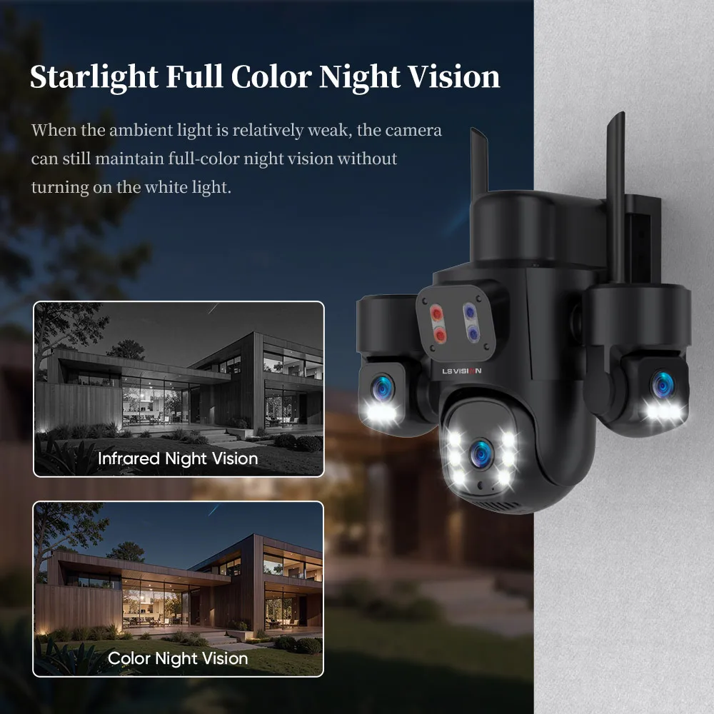 LS VISION 15MP AOV 24/7 Recording 4G Solar Camera 12X Optical Zoom Security Camera Outdoor Three Scree Auto Tracking CCTV HiEasy