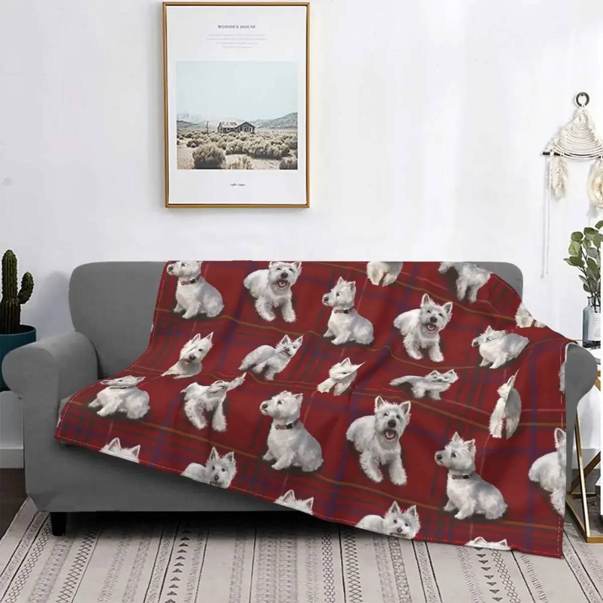 West Highland Terrier Westie Blanket Cute Puppy Dog Flannel Throw Blanket Home Couch Decoration Soft Warm Bedspreads