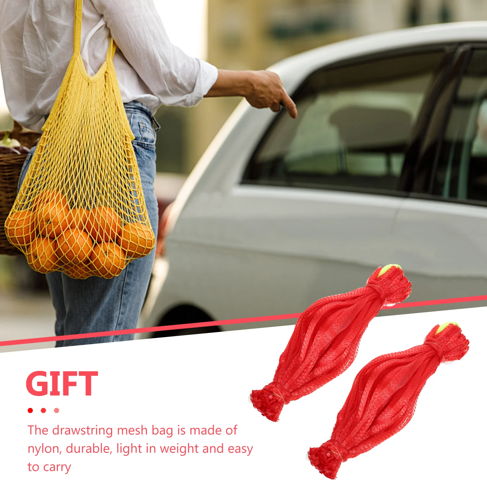 

200 Pcs Fruit Net Hanging Bags Nylon Mesh Pouches for Watermelon Shopping Storage Tote Sacks Drawstring Eco Friendly