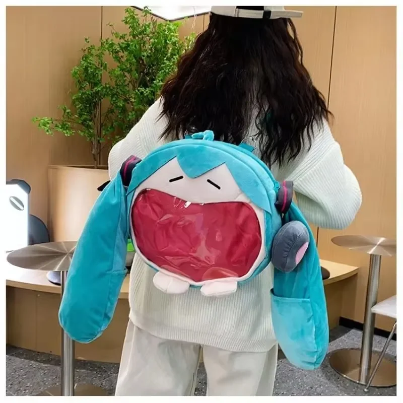 2026 Hatsune Miku Anime Hat Shoulder Bag New Backpack Cute Plush Cartoon Crossbody Bag Student Bag Christmas Birthday Girl Gift view 2