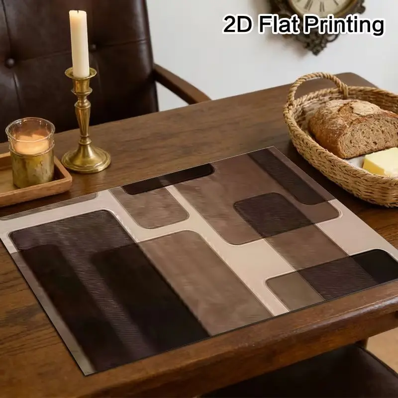 VIKAMA 2/4/6PCS Geometric Square Placemats Heat Resistant Washable Non Slip Modern Farmhouse Kitchen Home Decor