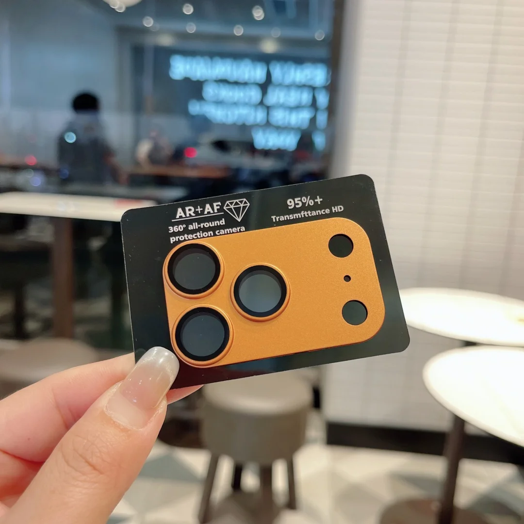 ملحقات عدسة الكاميرا لهاتف آيفون 17 برو ماكس زجاج مقسى 360 °   واقي كاميرا معدني شامل بالكامل