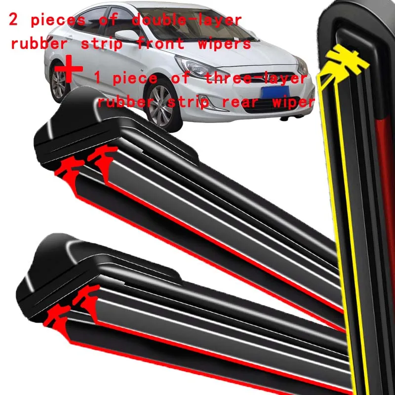 

For Hyundai Accent Solaris RB 2010-2017 2011 2012 Wiper Front&Rear Wiper Blades Windshield Windscreen Window Brushes 26"+16"+11"