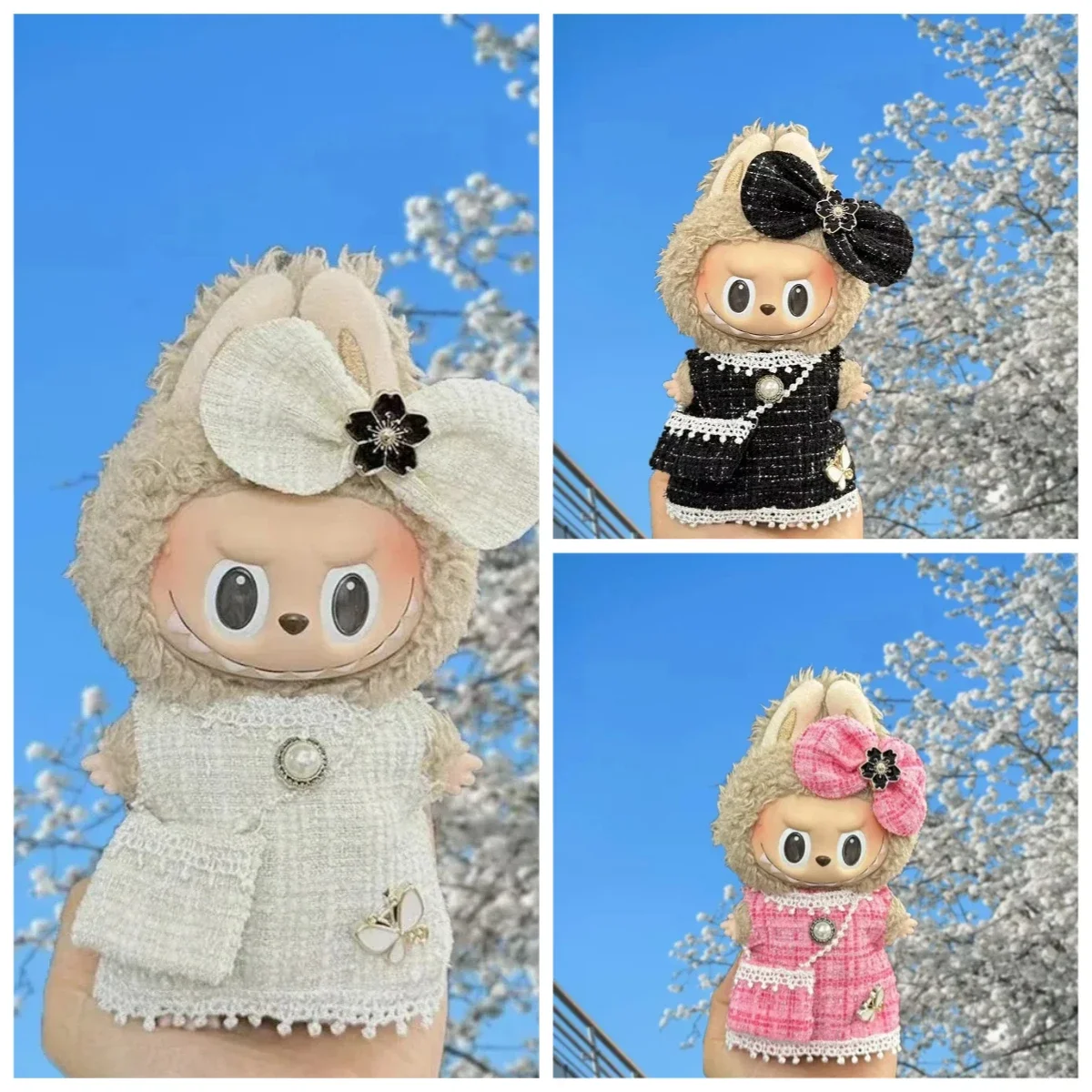 

Милое мини-модное платье и комплект рюкзака, одежда, аксессуары для кукол для кукол Labubu 17 см, милый наряд, подарки для детей