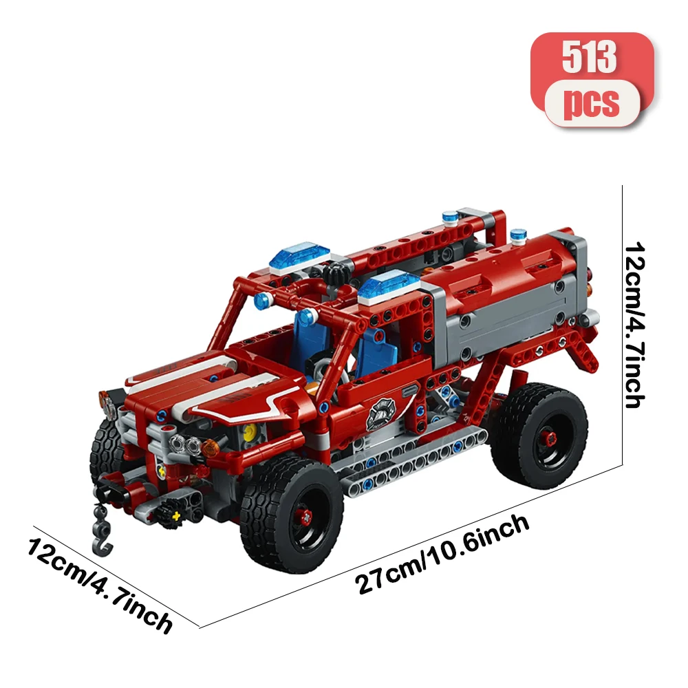 Technic-Juego de bloques de construcción de modelo de coche de primera respuesta, 513 Uds., crear adorables obras maestras arquitectónicas, regalos de decoración, 42075