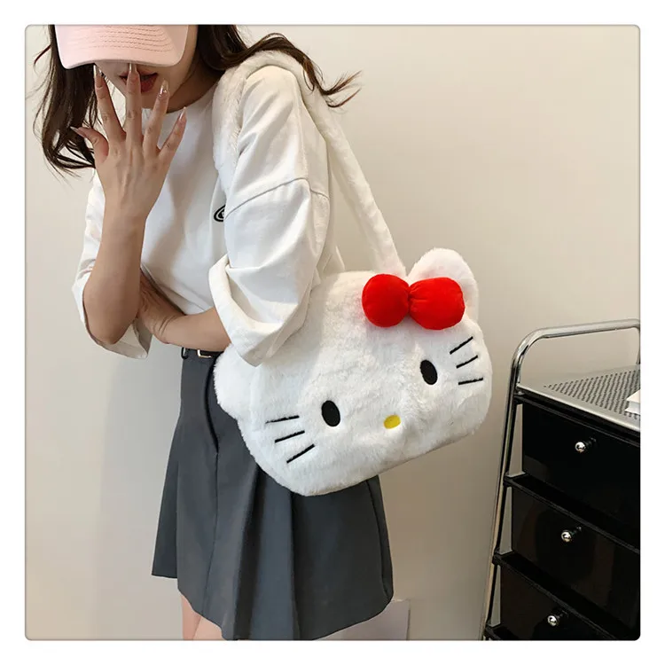 Sanrio peluche borsa Kitty Cute Kawaii grande borsa Cartoon Storage Bag regalo di compleanno accessori Anime