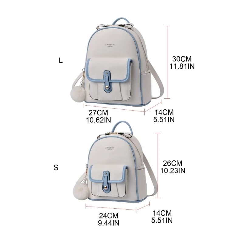 Modischer Pu-Leder-Schulrucksack, College-Büchertasche, Reise-Freizeittasche für Mädchen