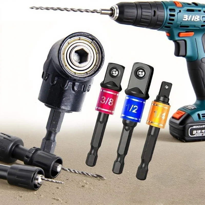 4 قطعة تأثير الصف زاوية محول مأخذ التوصيل أداة اليد السلطة جزء سائق تمديد مجموعة مفك حامل الحفر الجوز مرفق