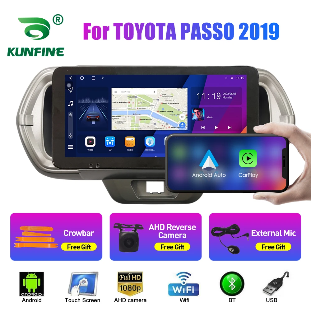 

10,33-дюймовый автомобильный радиоприемник для TOYOTA PASSO 2019 2Din Android, восьмиядерный автомобильный стерео DVD, GPS-навигатор, плеер QLED, экран Carplay