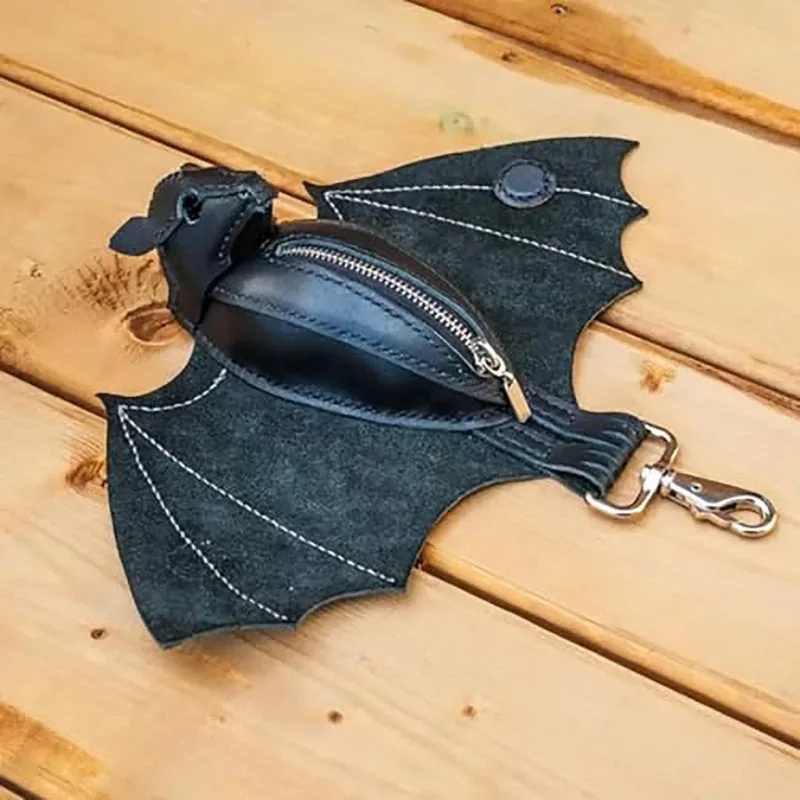 Creative Hot Leather Bat Coin Purse Funny Leather Bat Coin Change Bag