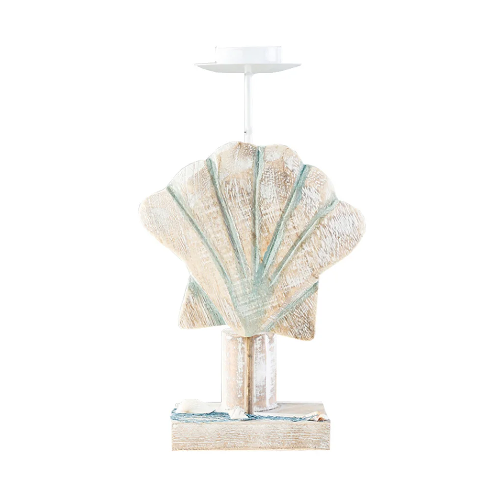 

Shell Candlestick Ornaments Home Decor Creative Holder Wooden Storage Stand Seaside Decorative Candleholder
