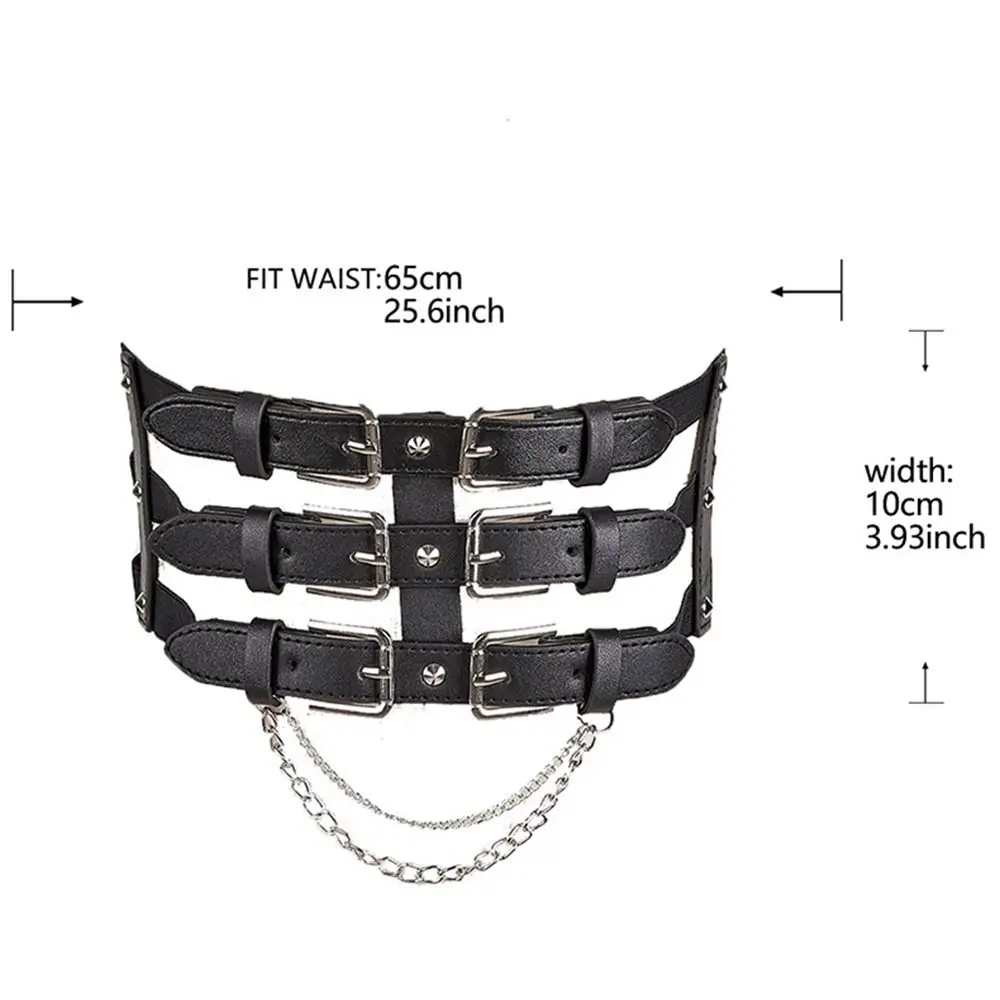 حزام خصر نسائي مع سلسلة مجوفة ، تحت الصدر واسعة ، مرن ، مشد ضيق ، مشد ، أحزمة ، Cummerbunds ، Y2K