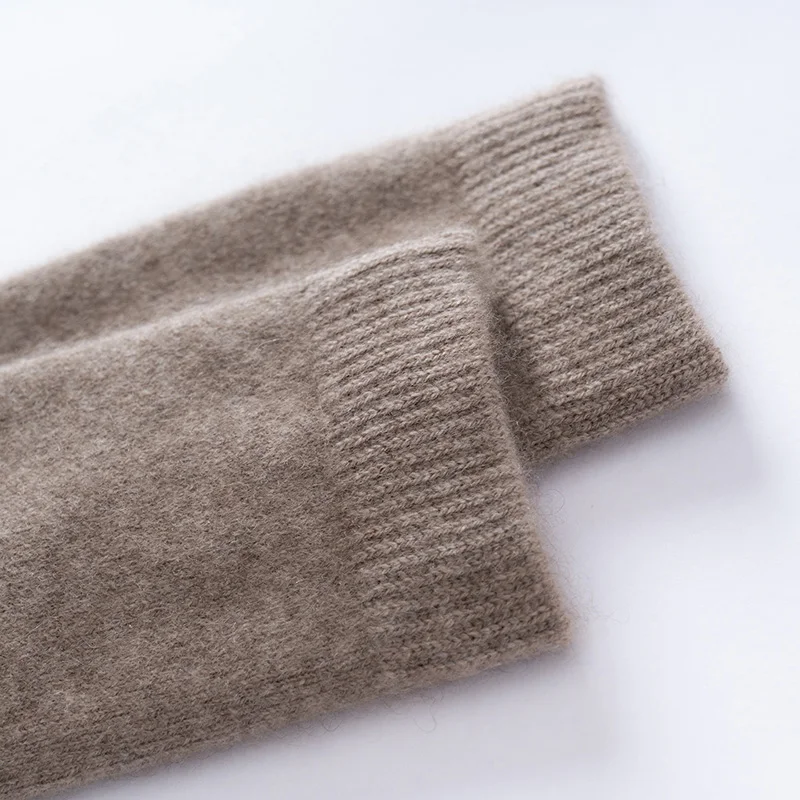 100% Cashmere Calf Length Stocking Women's Knitted Long Socks Ribbed Winter Warm Casual Fine Yarn High Socks  Soft Christmas