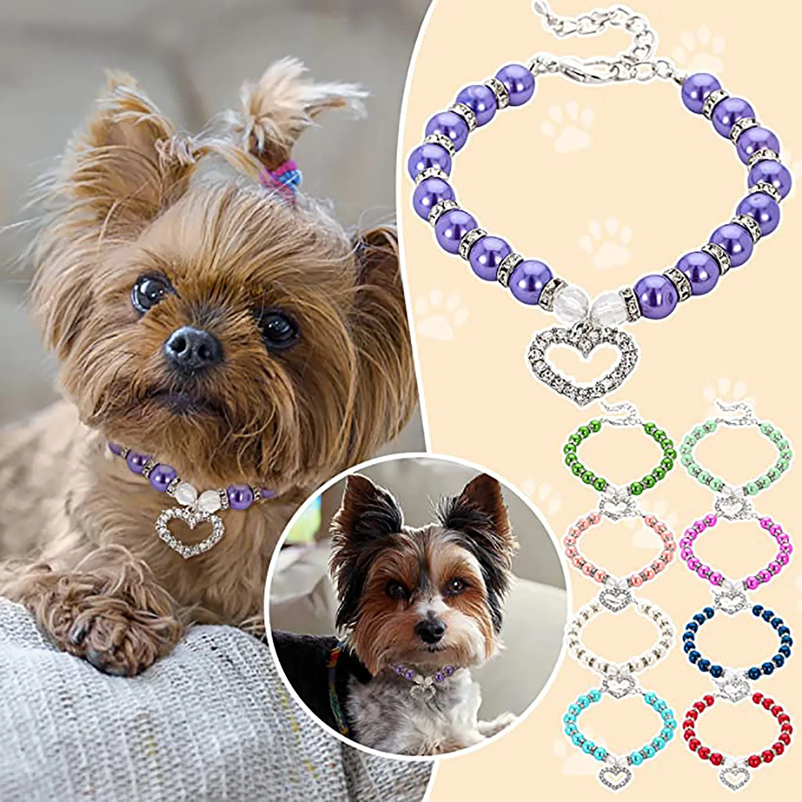 Cute Pet Jewelry Pearl Collar, 1 Piece Pet Pearl Collar For Small Pet Cat Dog Collar Dog Bone-  Pendant Jewelry