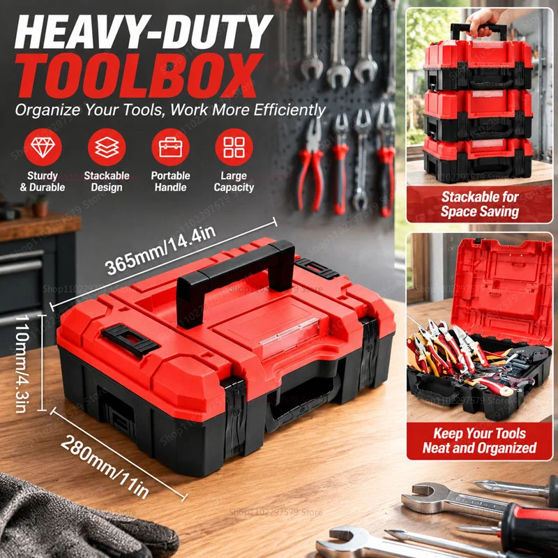 1-Piece Stackable Tool Box With Pressure-Resistant, Dust-Proof And Drop-Proof Design Tool Organizer For DIY Repairs And Home Use