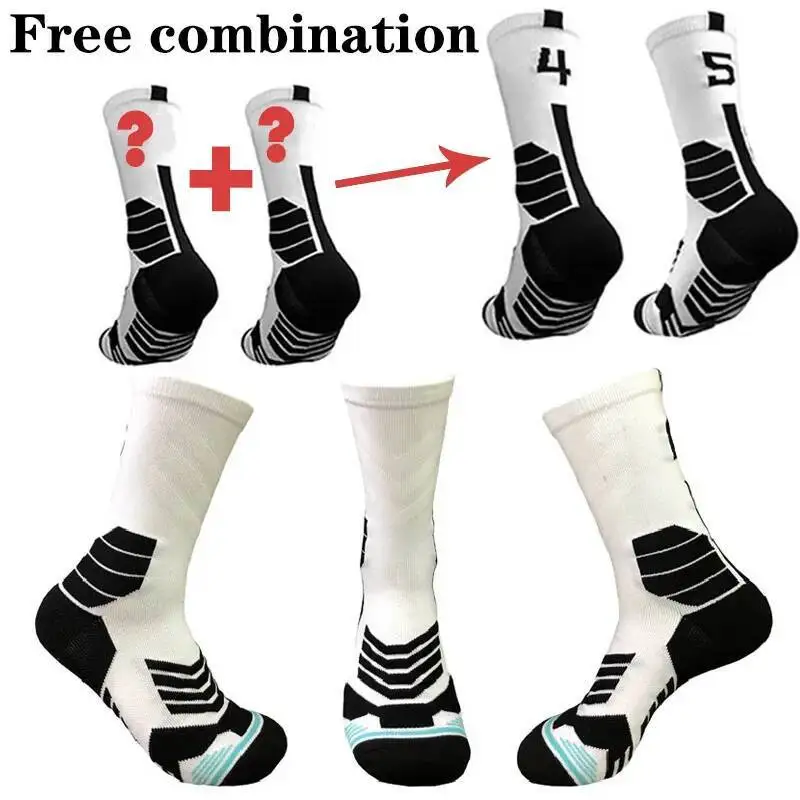 

2025 Elite High Socks Men's Quality Basketball Compression Cycling Socks with Number Adult Towel Bottom Outdoor Sports Socks Uni