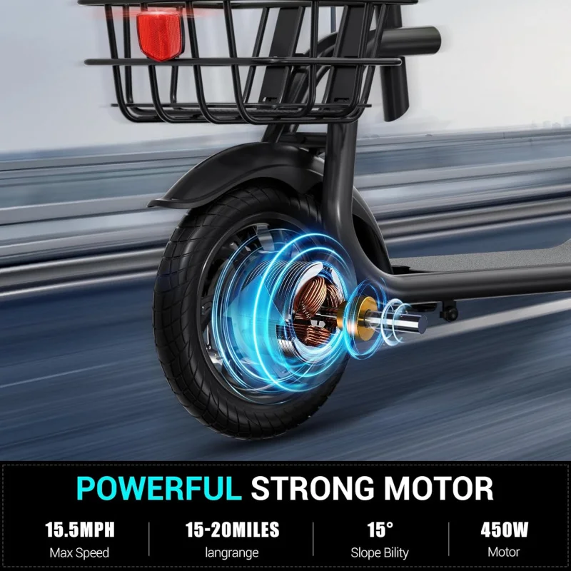 SEHOMY Electric Scooter with Seat, Portable Scooters for Adults 15.5MPH Lightweight, Foldable 450W Motor Battery E-Scoote