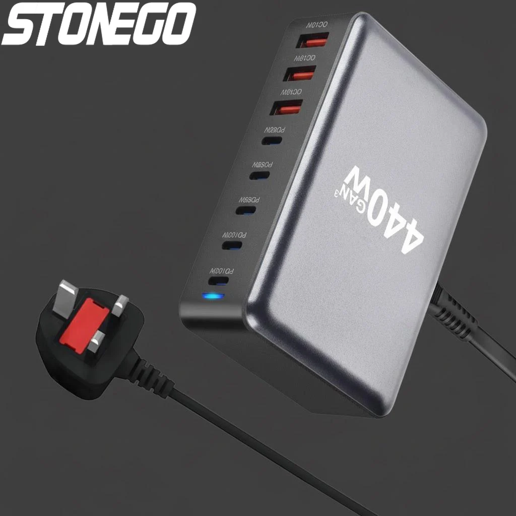

Зарядная станция USB-C 440 Вт с 8 портами, быстрое зарядное устройство 100 Вт с двойным PD для MacBook Pro Air, iPad, iPhone 16, 15, 14, 13 Pro Max