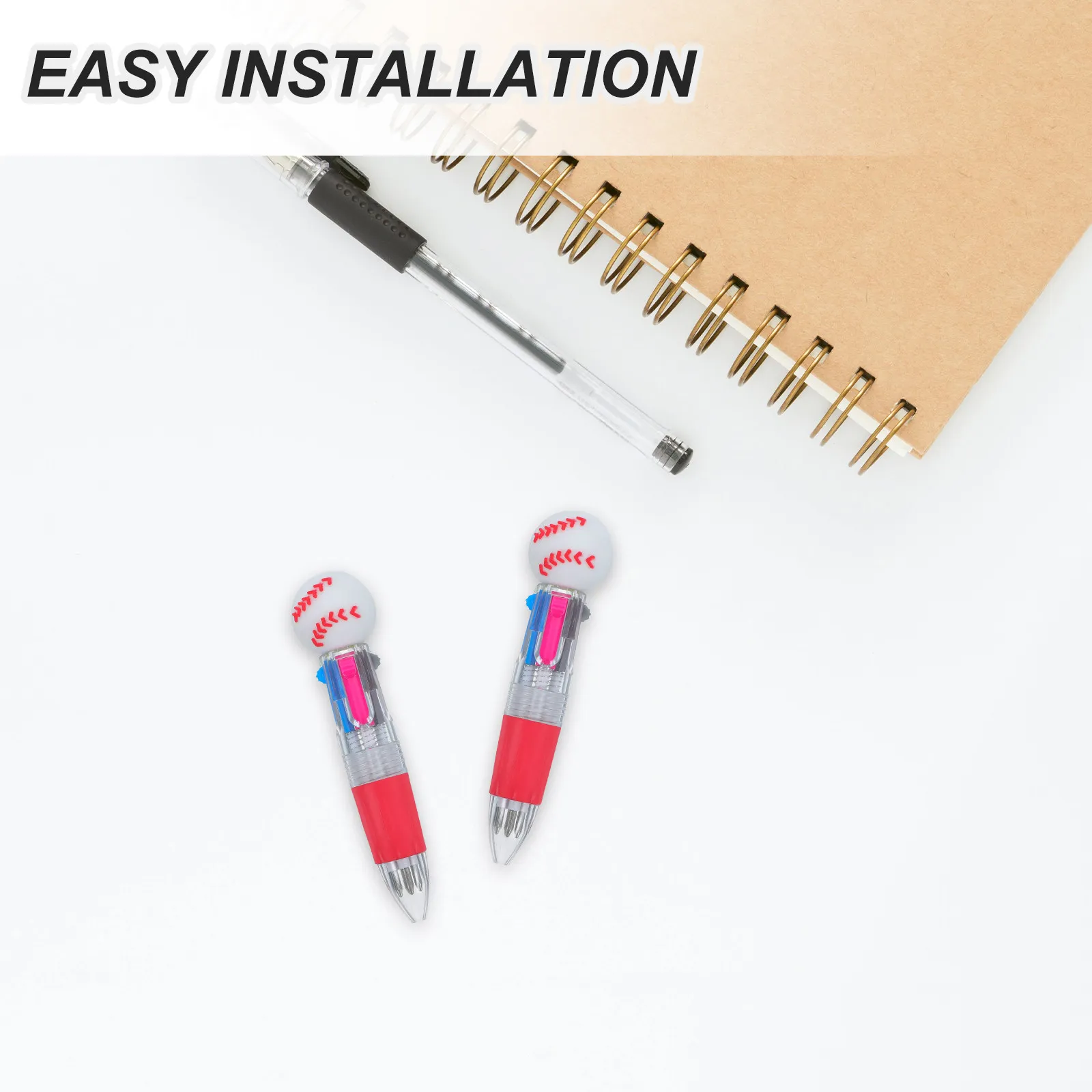 12Pcs Mini Ballpoint Pen For Home Office Pen Christmas Party Favors Baseball Inspired 5MM Tip Multicoloured Retractable