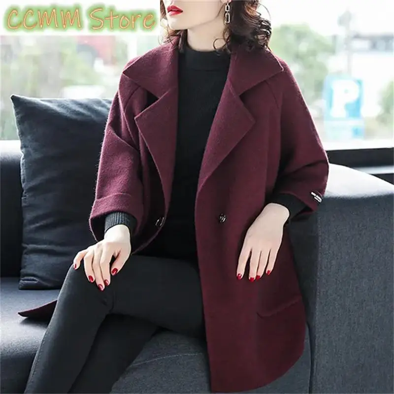 

New Wool Coat Middle-Aged Women Woolen Jacket Spring Autumn Large Size Knitted Cardigan Fashion Mother Overcoat Ladies Top